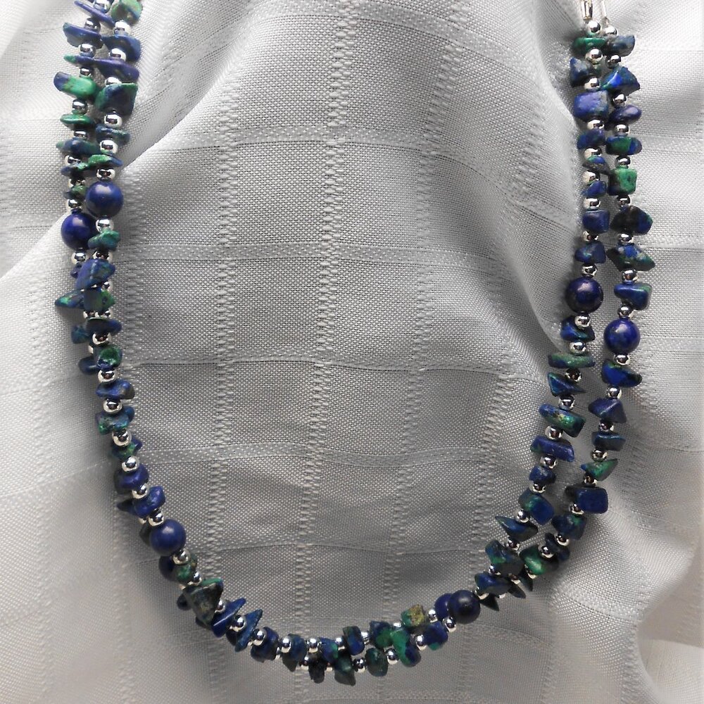 No26 Handmade necklace-bracelet with two detachable rows of lapis lazuli